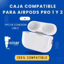CAJA COMPATIBLE PARA AIRPODS PRO 1 Y 2 - 100% COMPATIBLE
