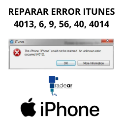 Reparar error iTunes 4013, 6, 9, 56, 40, 4014 iPhone