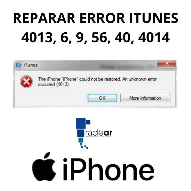Reparar error iTunes 4013, 6, 9, 56, 40, 4014 iPhone