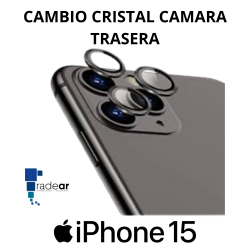 Cambio cristal camara trasera iPhone 15
