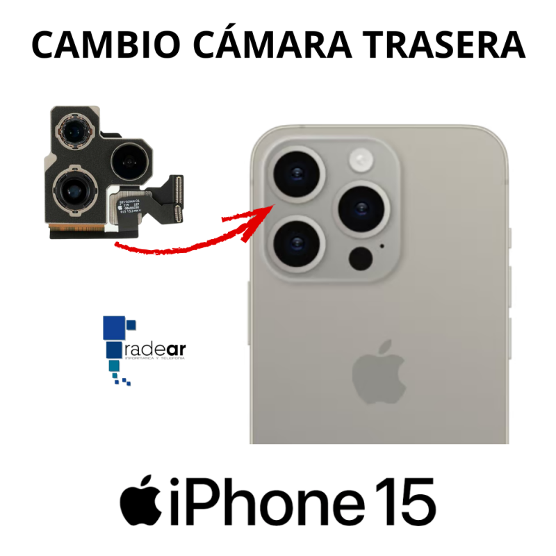 Cambio camara trasera iPhone 15