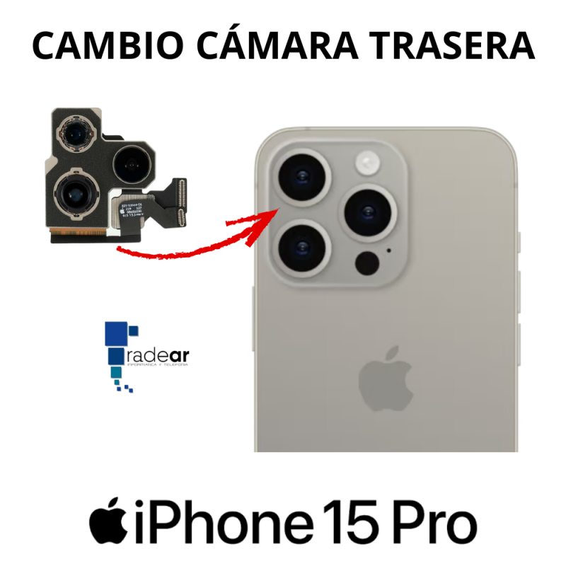 Cambio camara trasera iPhone 15 Pro