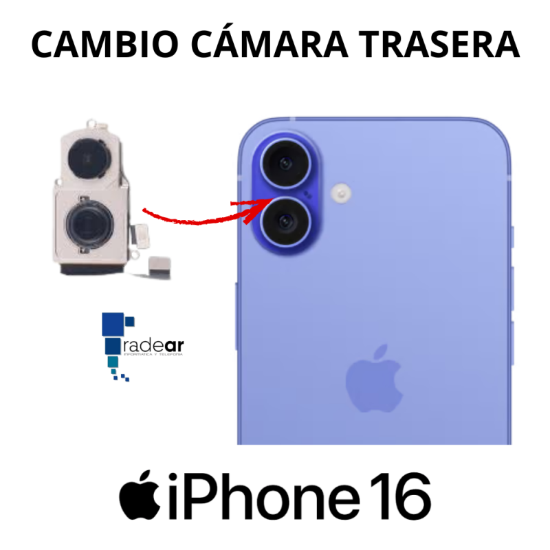 Cambio camara trasera iPhone 16