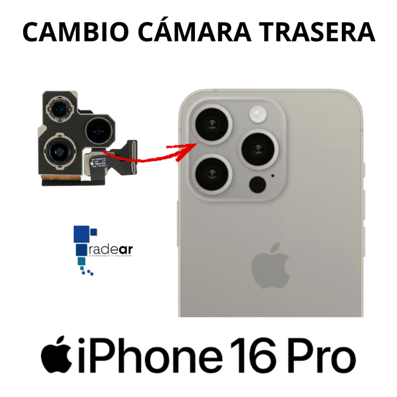 Cambio camara trasera iPhone 16 Pro