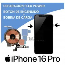 Reparación flex power + botón de encendido + bobina de carga iPhone 16 Pro