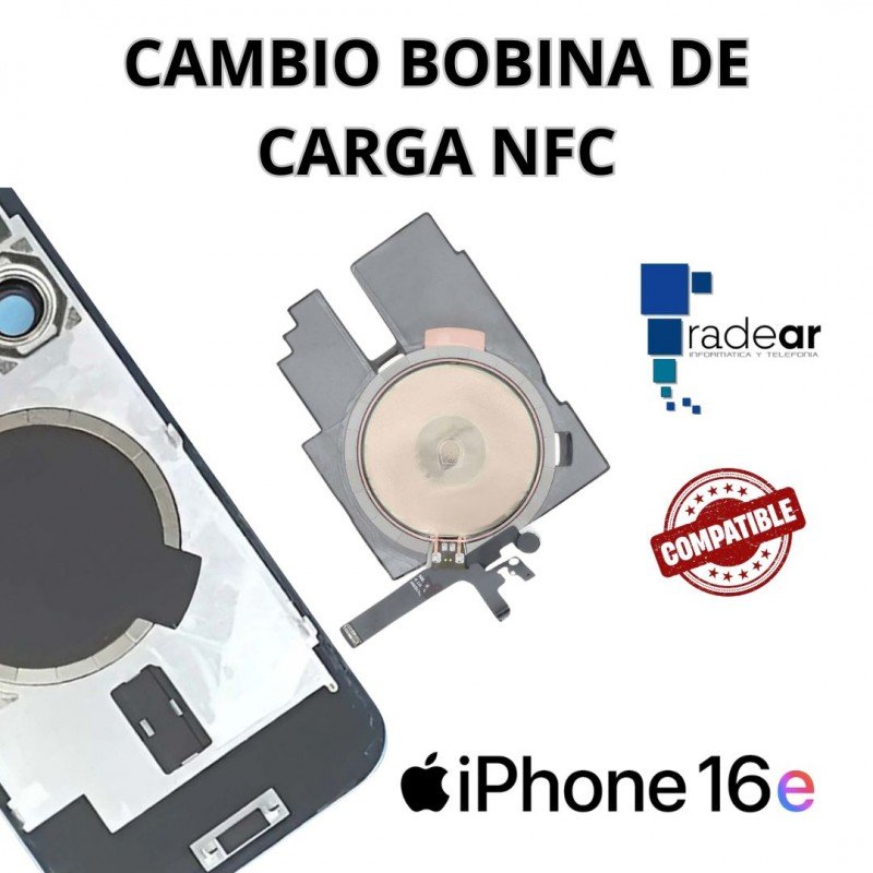 Cambio bobina de carga NFC iPhone 16e - Compatible