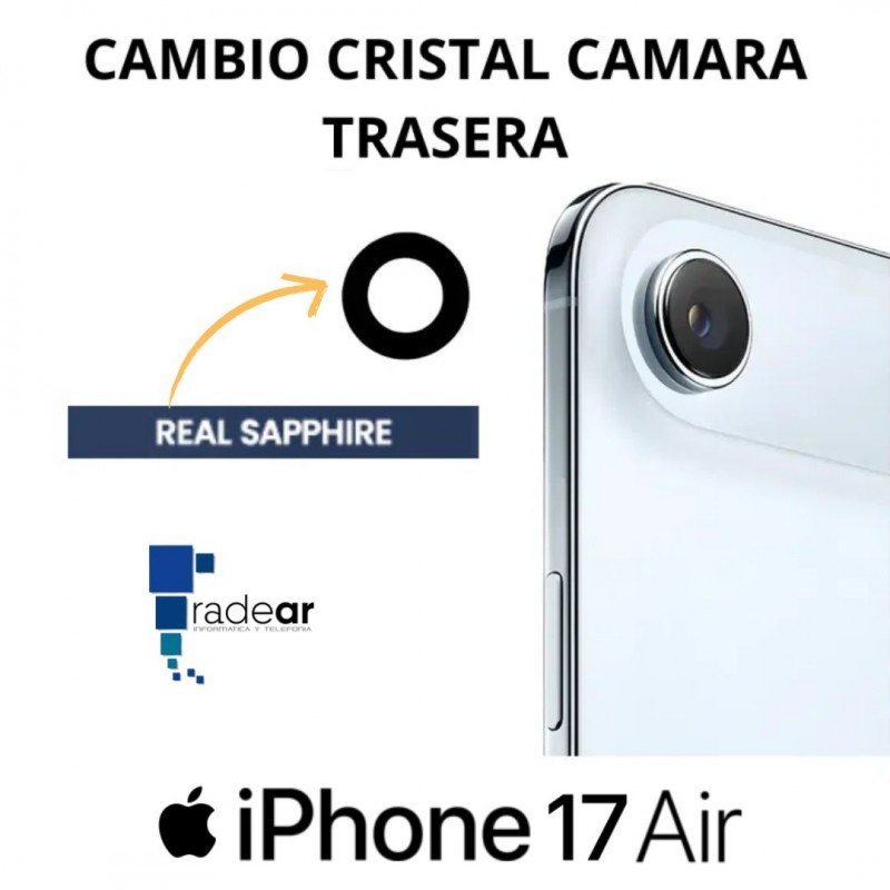 Cambio cristal cámara trasera iPhone 17 Air (Zafiro)